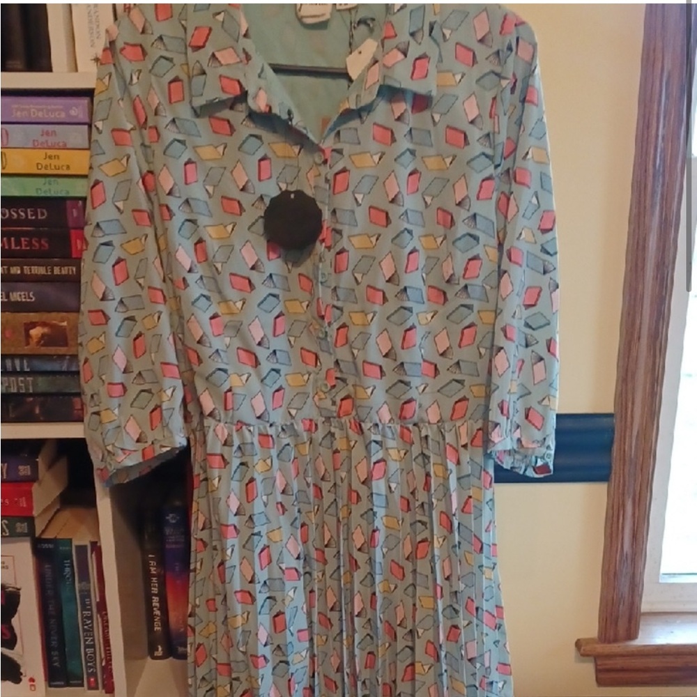 Joanie Clothing Women's Book Print Midi Dress with Pockets